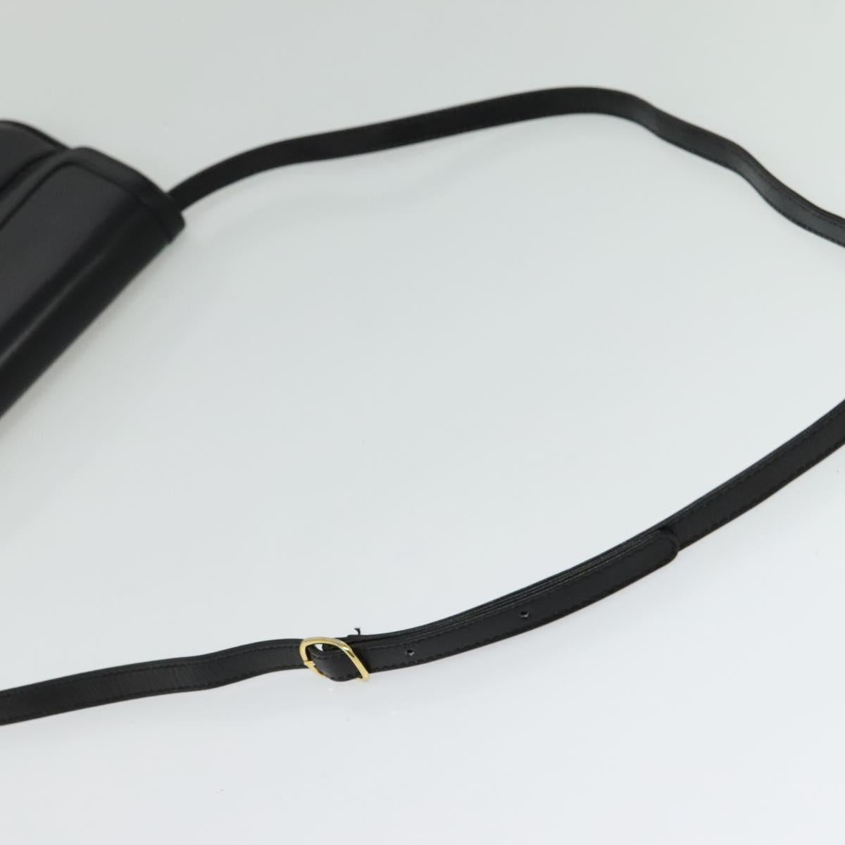 BALLY Shoulder Bag Leather Black Gold Auth BA2261