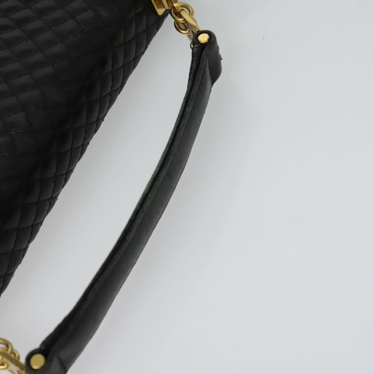 BALLY Hand Bag Leather 2way Black Gold Auth BA2262