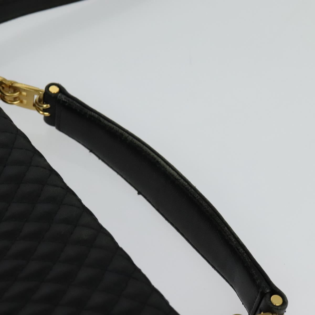 BALLY Hand Bag Leather 2way Black Gold Auth BA2262