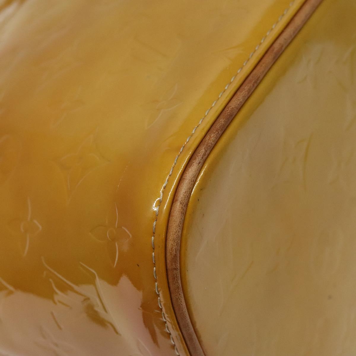 LOUIS VUITTON Monogram Vernis Houston Hand Bag Beige M91004 LV Auth BA2272