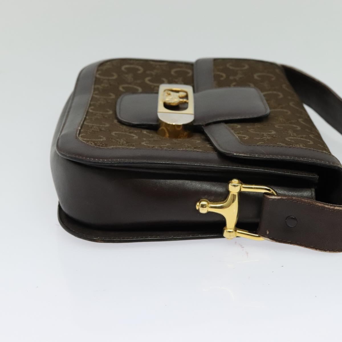 CELINE C Sulky Shoulder Bag Canvas Brown Gold Auth BA2276
