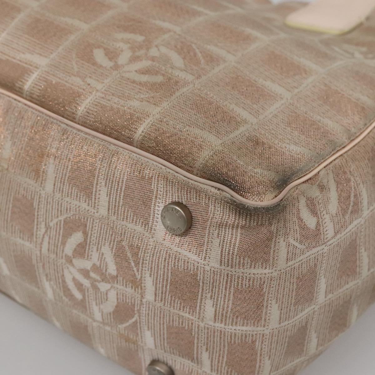 CHANEL New Travel Line Tote Bag Nylon Beige CC Auth BA2277