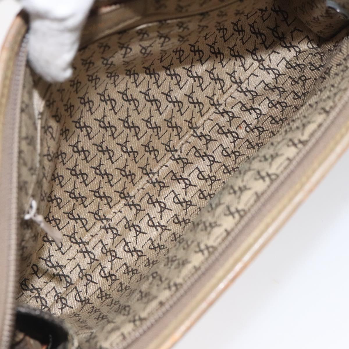SAINT LAURENT Clutch Bag PVC Leather Beige Auth BA2278