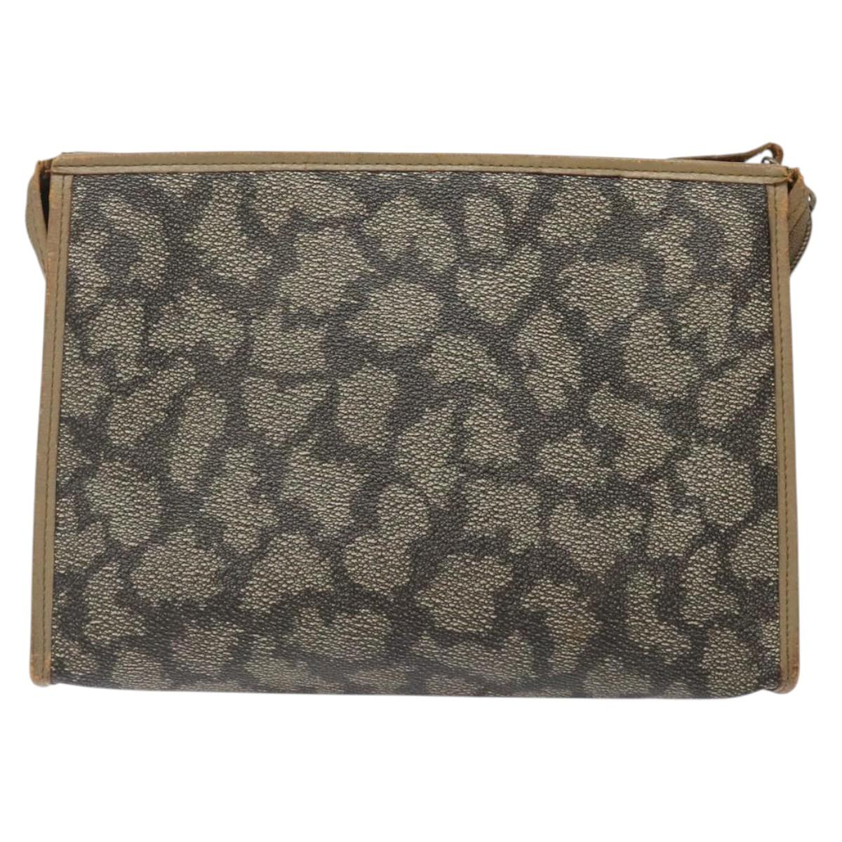SAINT LAURENT Clutch Bag PVC Leather Beige Auth BA2278