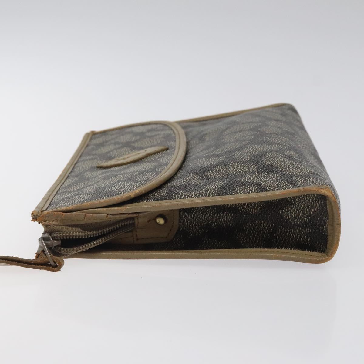 SAINT LAURENT Clutch Bag PVC Leather Beige Auth BA2278