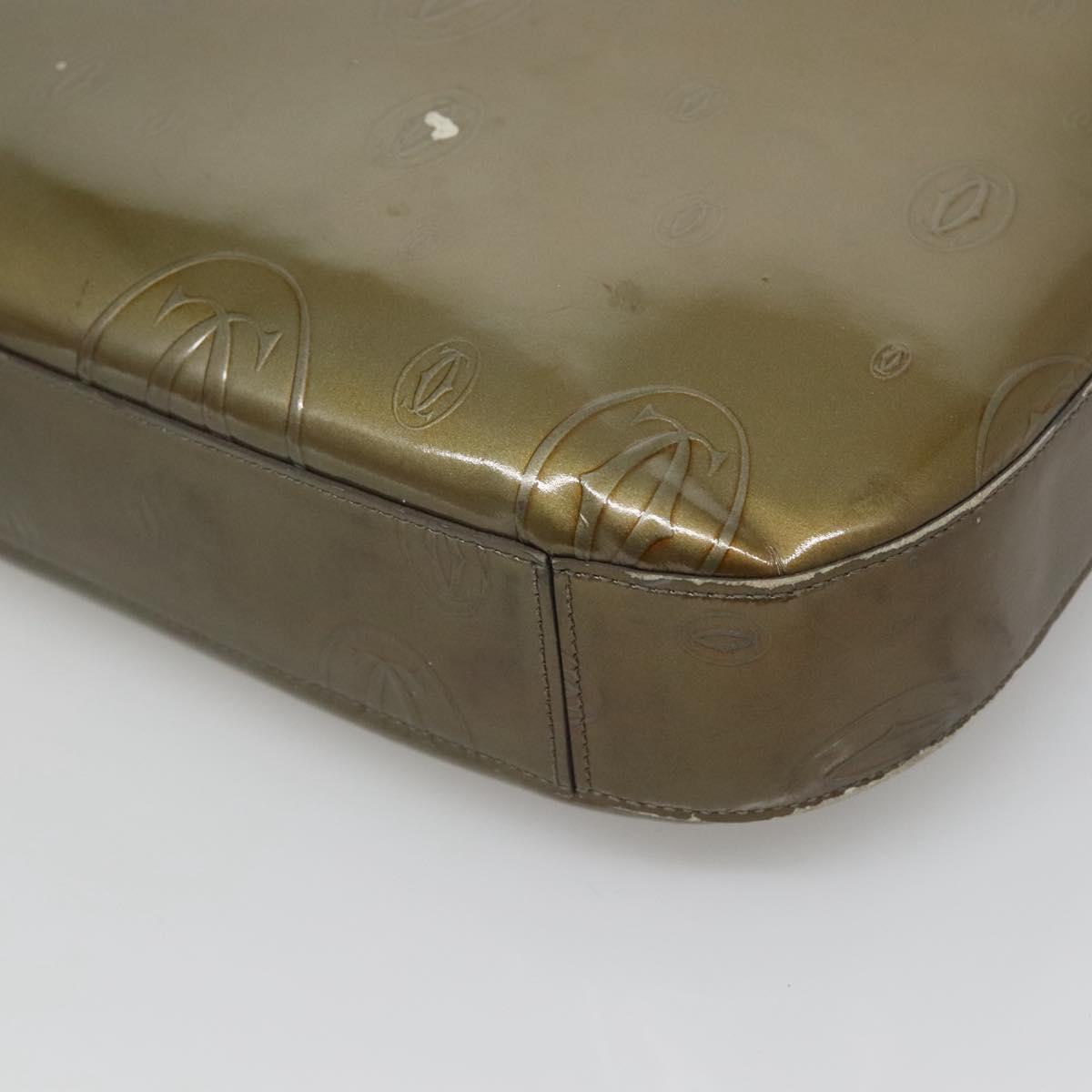 CARTIER Happy Birthday Shoulder Bag Enamel Khaki Silver Auth BA2280