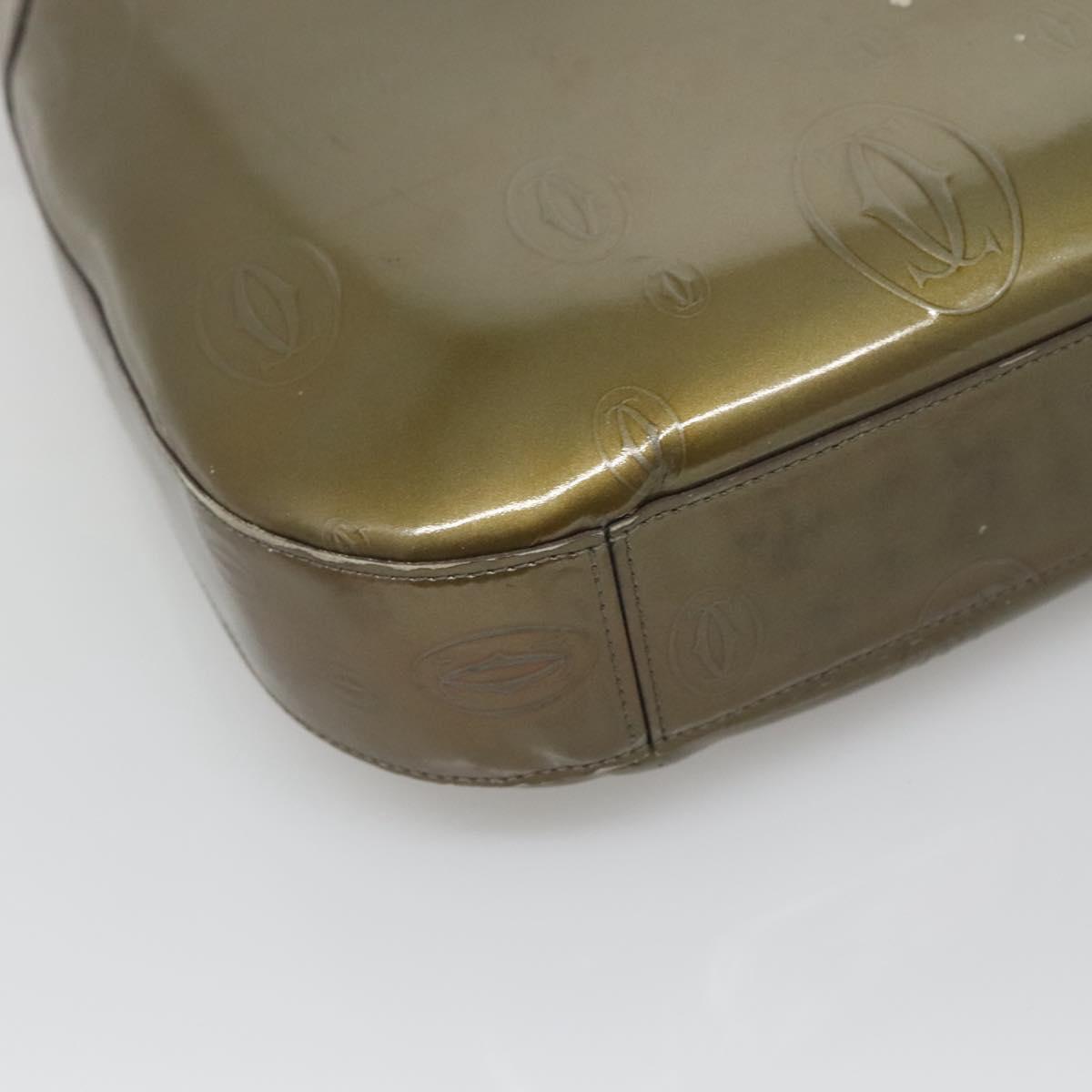 CARTIER Happy Birthday Shoulder Bag Enamel Khaki Silver Auth BA2280