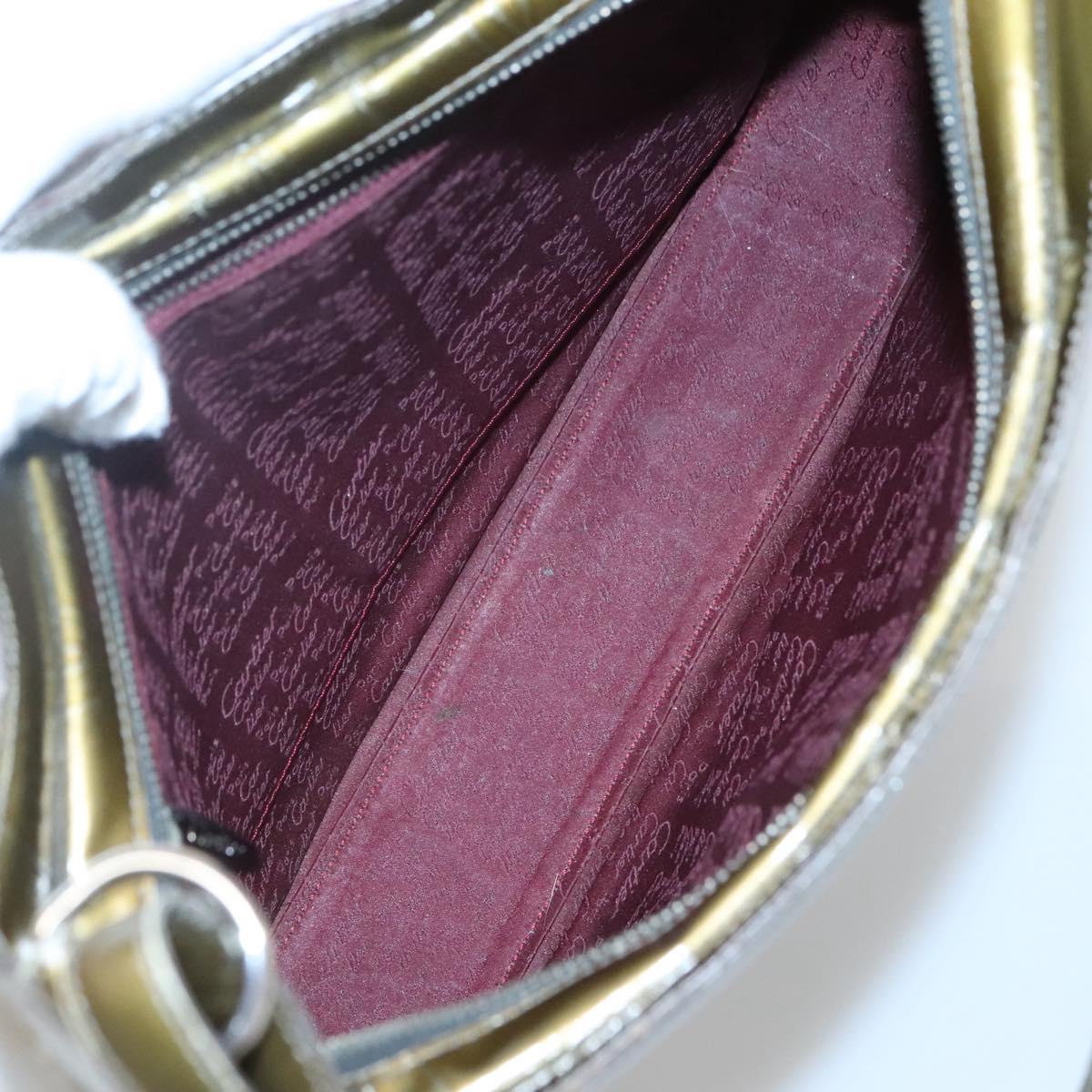 CARTIER Happy Birthday Shoulder Bag Enamel Khaki Silver Auth BA2280