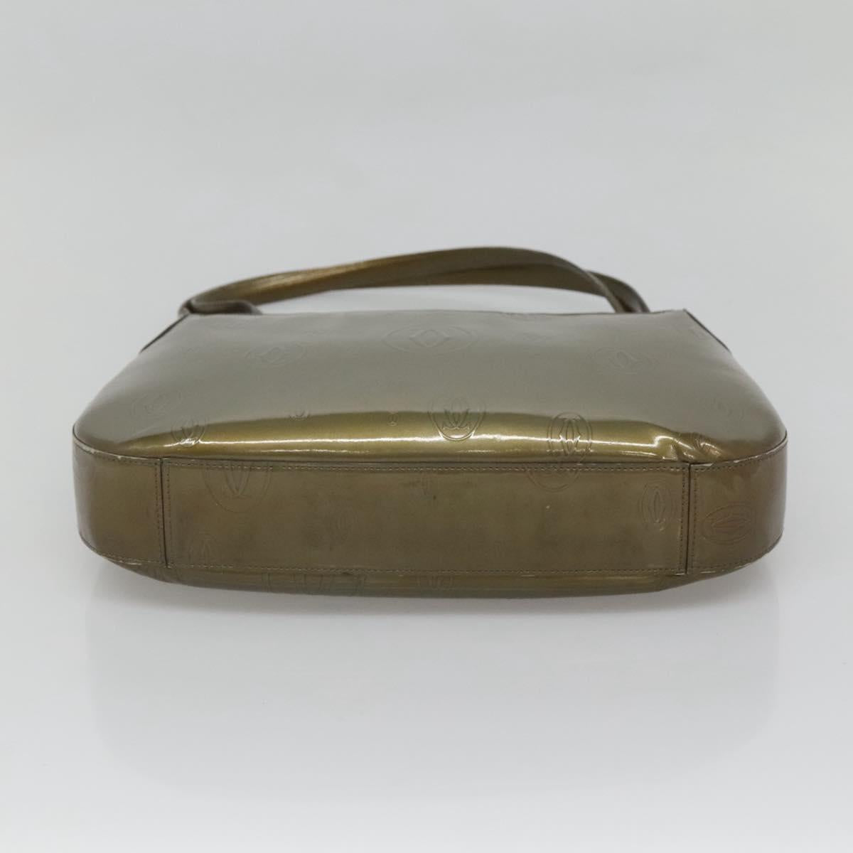 CARTIER Happy Birthday Shoulder Bag Enamel Khaki Silver Auth BA2280