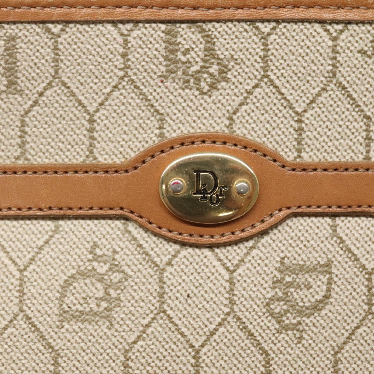 Christian Dior Honeycomb Canvas Clutch Bag PVC Beige Auth BA2283