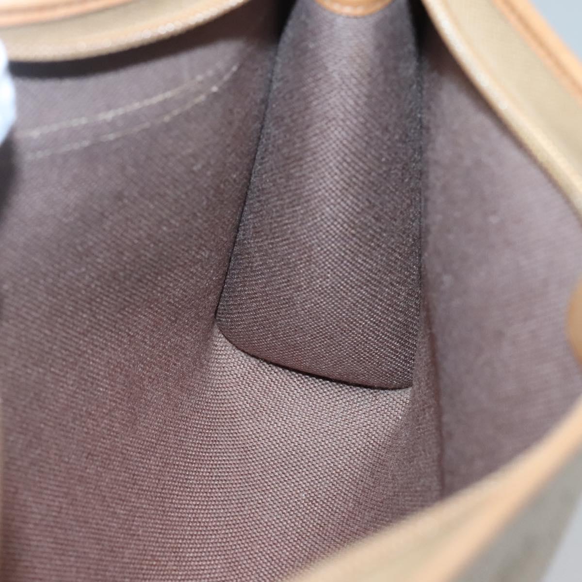 Christian Dior Honeycomb Canvas Clutch Bag PVC Beige Auth BA2283