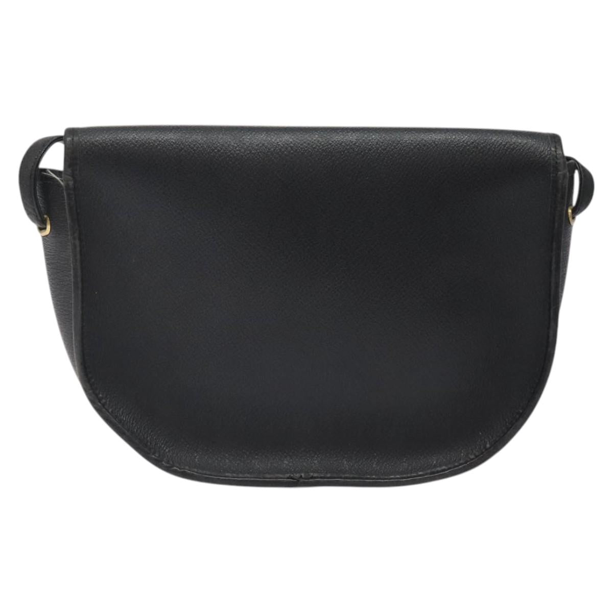 Christian Dior Honeycomb Canvas Shoulder Bag PVC Leather Black Gold Auth BA2285