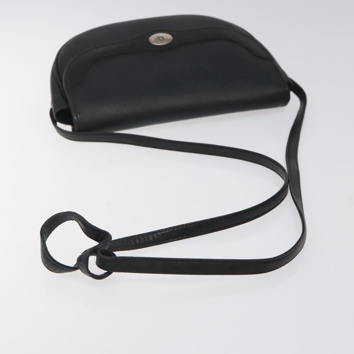 Christian Dior Honeycomb Canvas Shoulder Bag PVC Leather Black Gold Auth BA2285