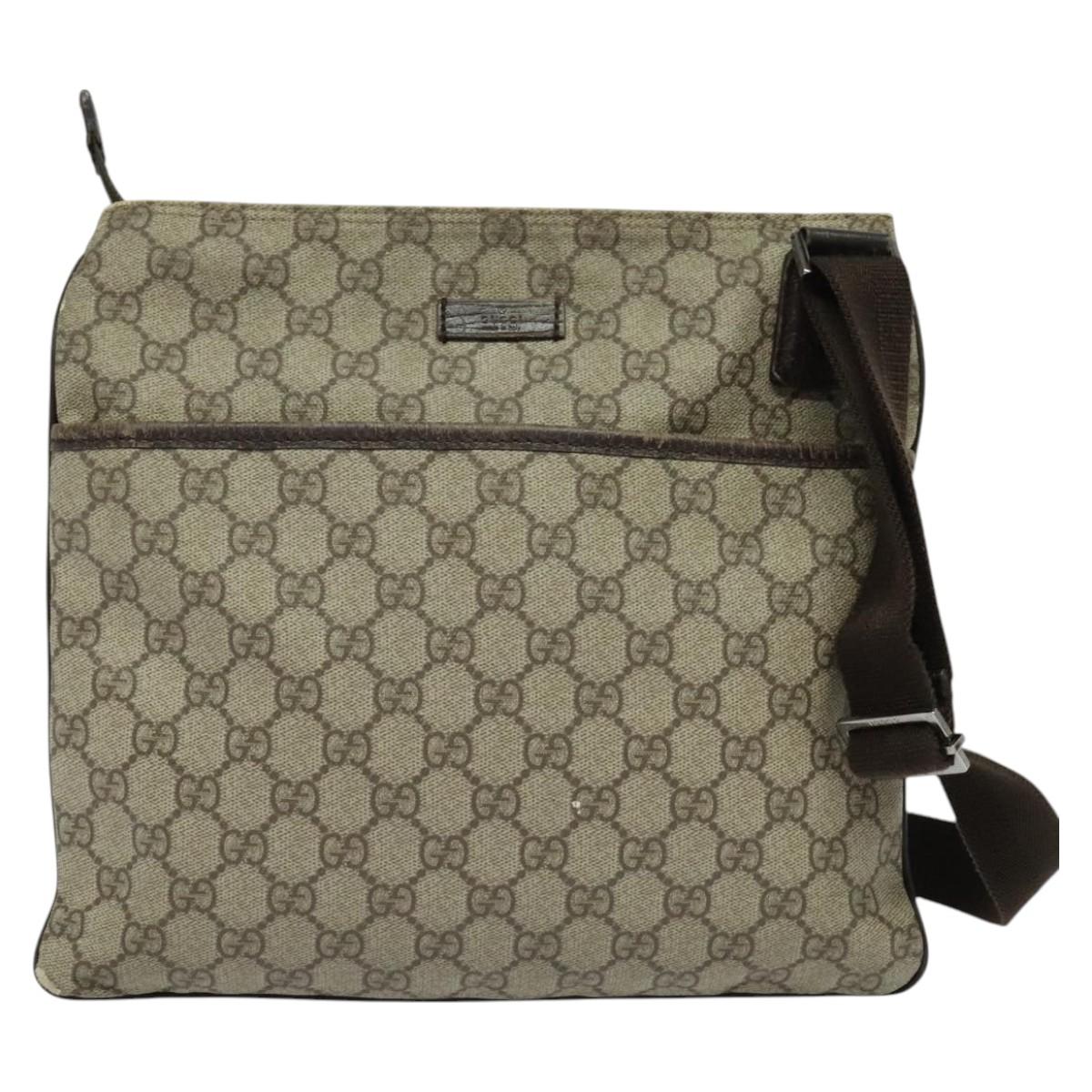 GUCCI GG Supreme Shoulder Bag PVC Beige Gold 141626 Auth BA2287