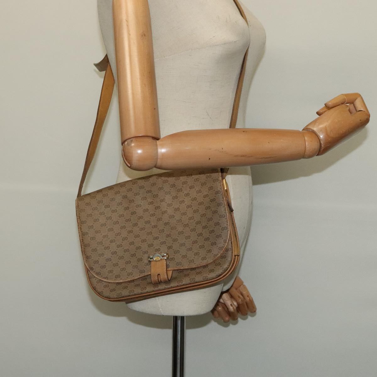 GUCCI Micro GG Supreme Shoulder Bag PVC Beige Gold 001 406 1780 Auth BA2288