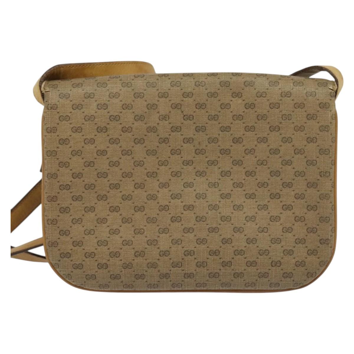 GUCCI Micro GG Supreme Shoulder Bag PVC Beige Gold 001 406 1780 Auth BA2288