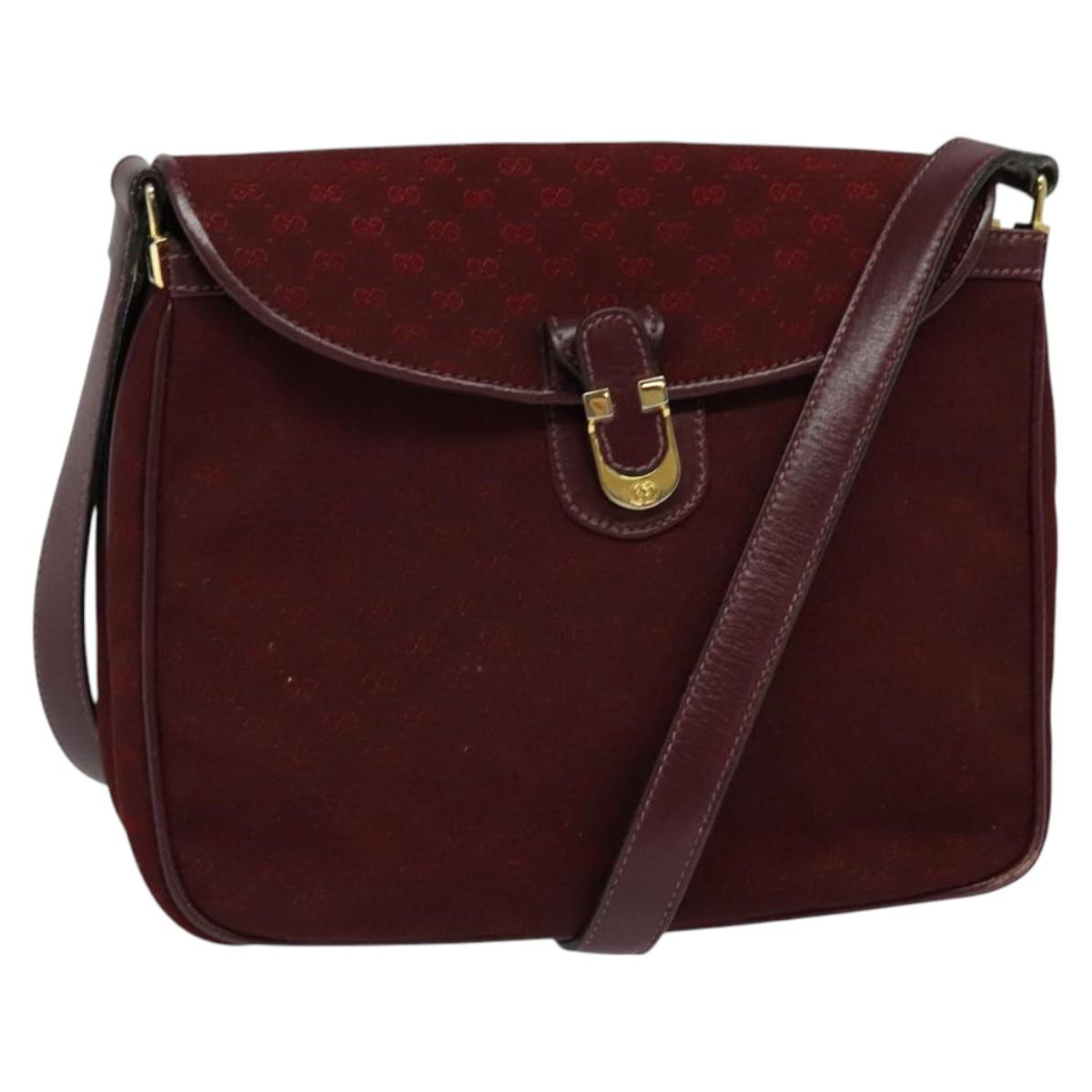 GUCCI Micro GG Canvas Shoulder Bag Red Gold Auth BA2289