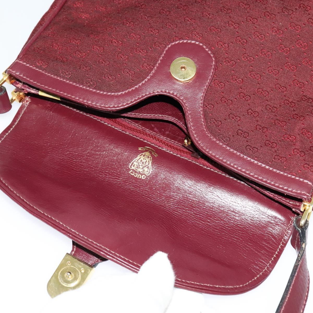 GUCCI Micro GG Canvas Shoulder Bag Red Gold Auth BA2289