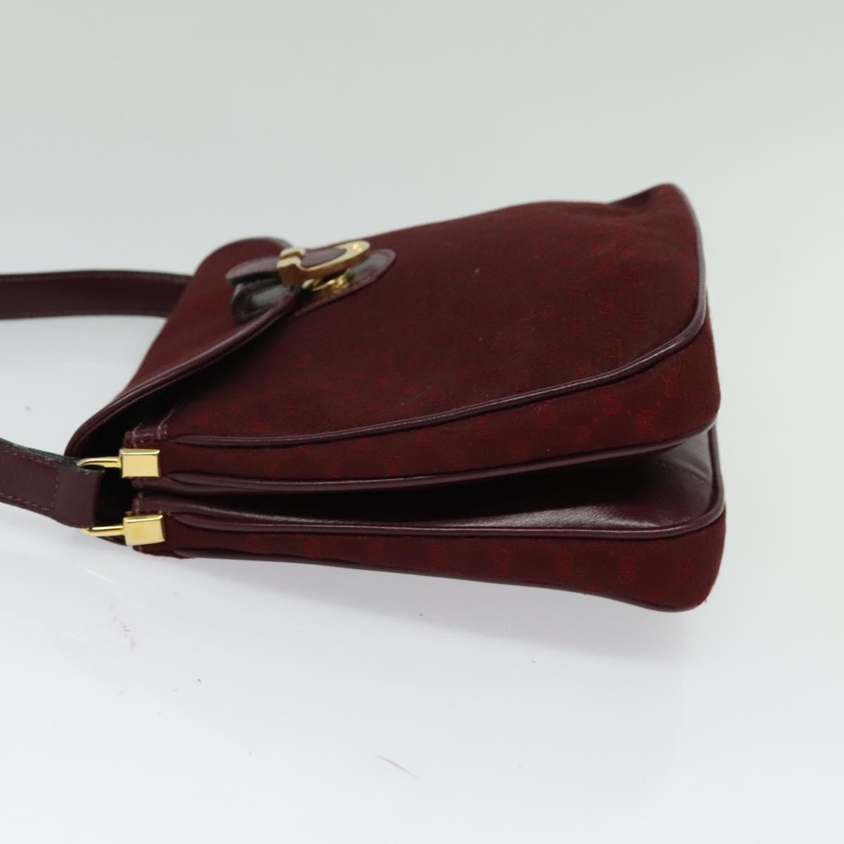 GUCCI Micro GG Canvas Shoulder Bag Red Gold Auth BA2289