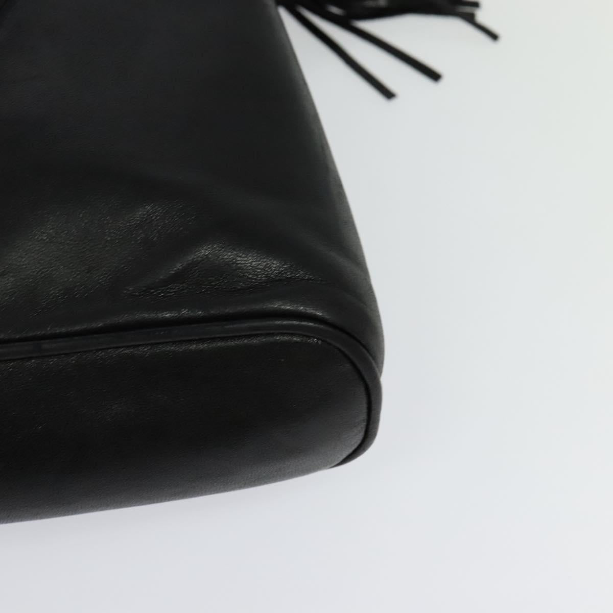 BALLY Shoulder Bag Leather Black Gold Auth BA2292