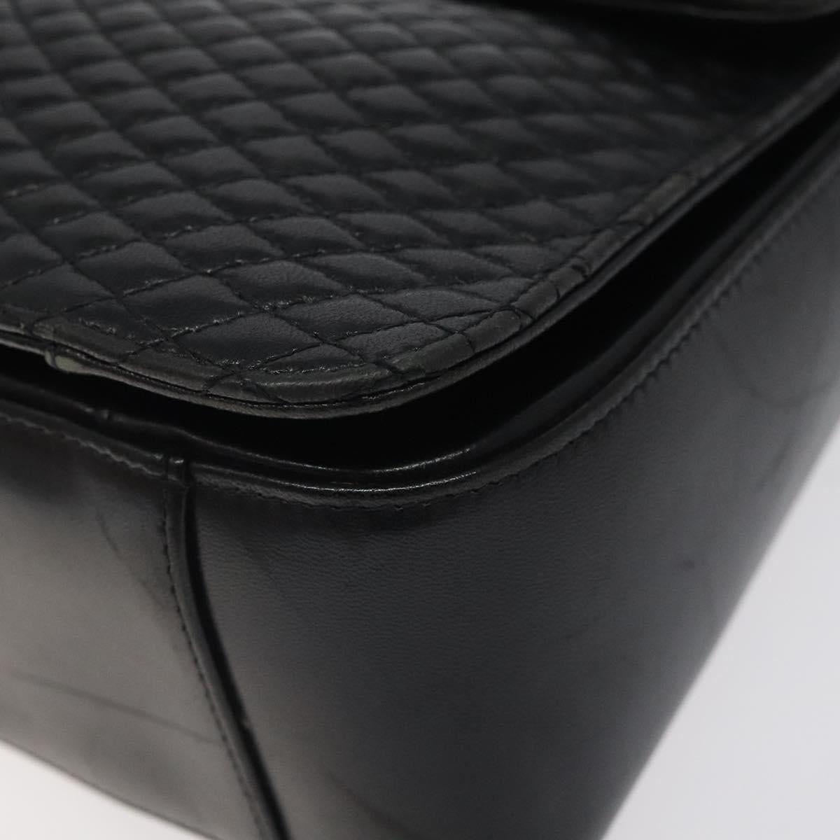 BALLY Hand Bag Leather Black Gold Auth BA2293