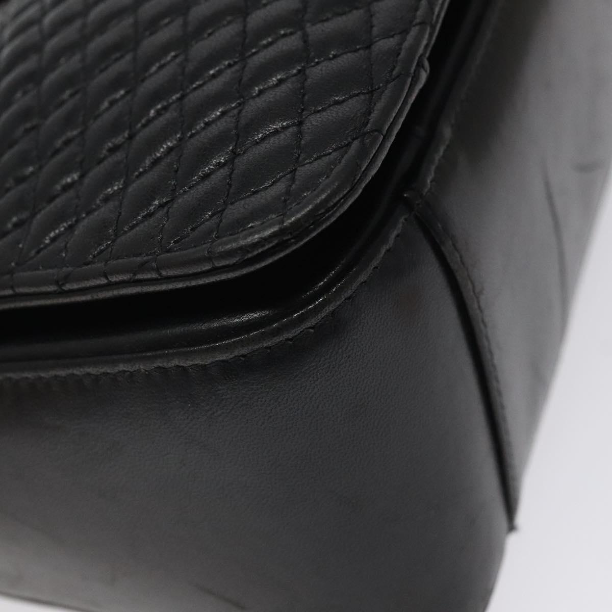 BALLY Hand Bag Leather Black Gold Auth BA2293