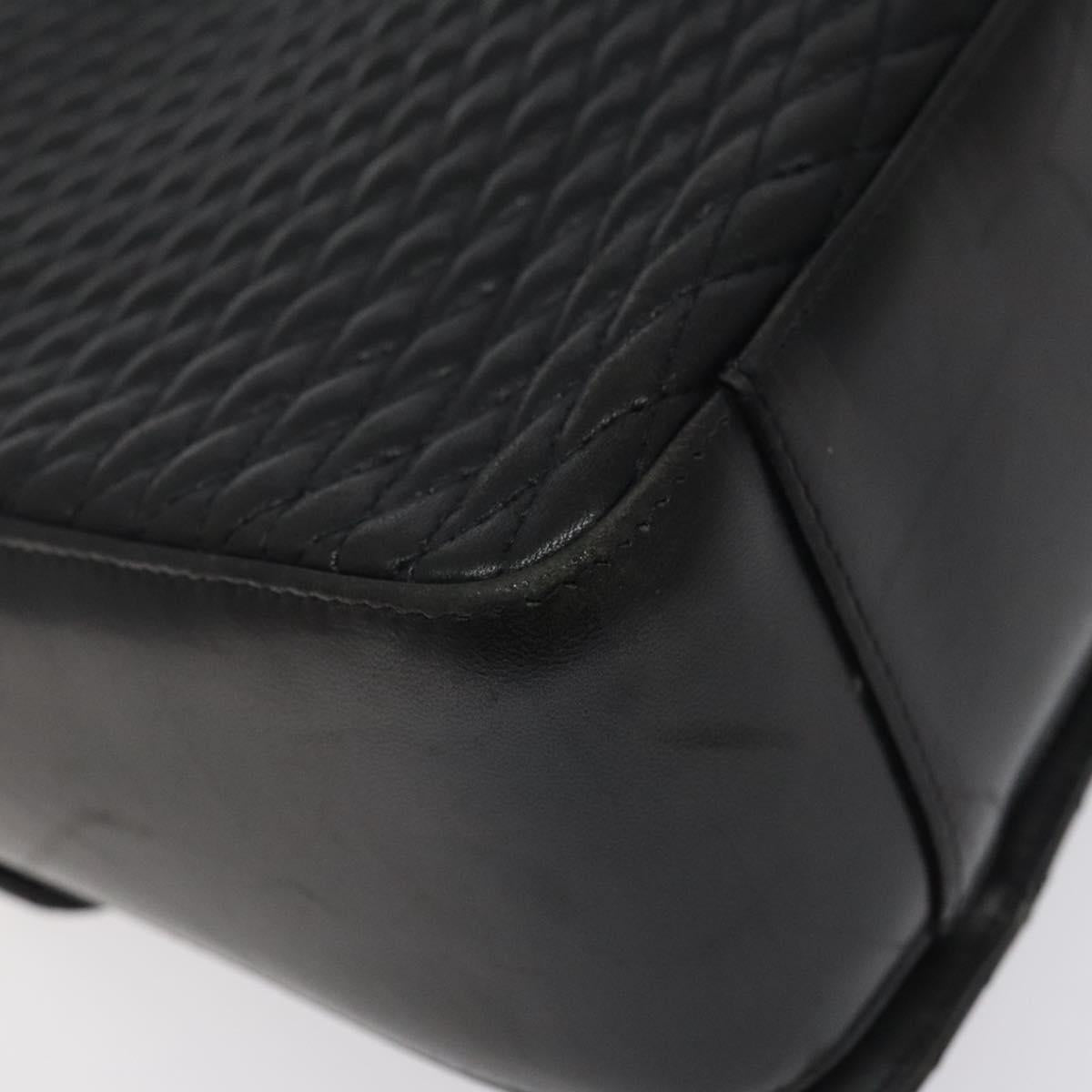 BALLY Hand Bag Leather Black Gold Auth BA2293