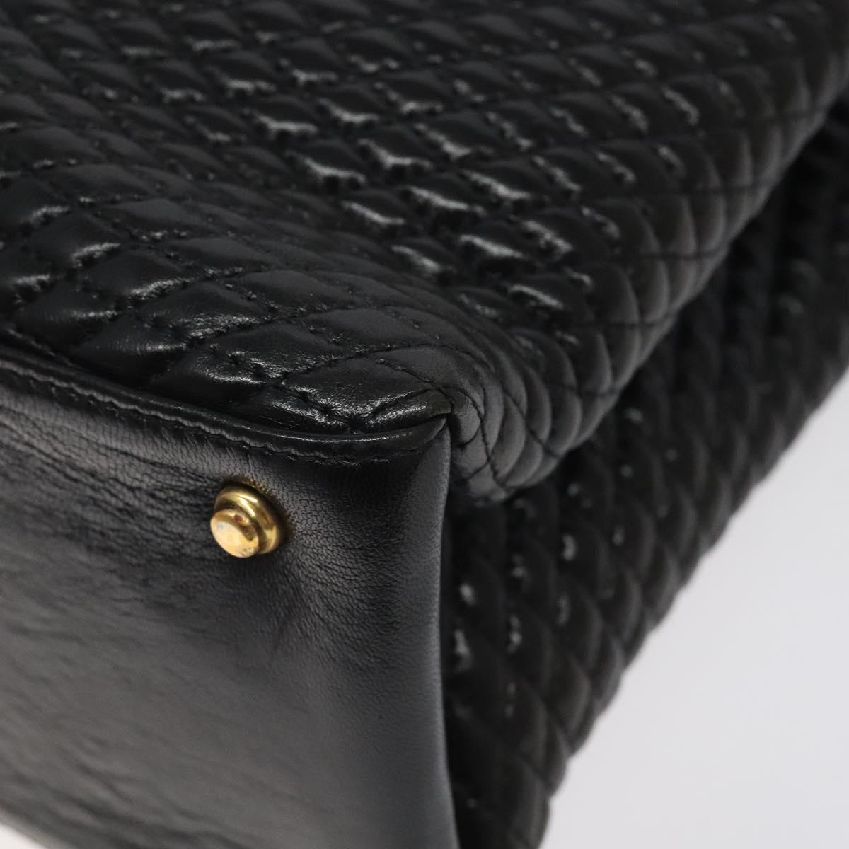 BALLY Hand Bag Leather Black Gold Auth BA2294