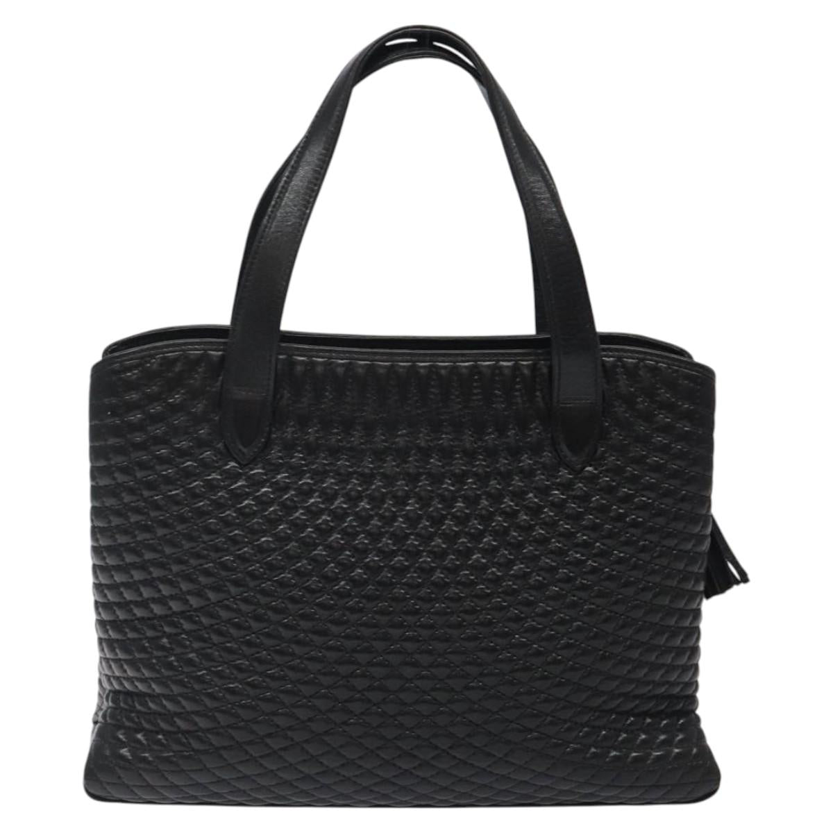 BALLY Hand Bag Leather Black Gold Auth BA2294