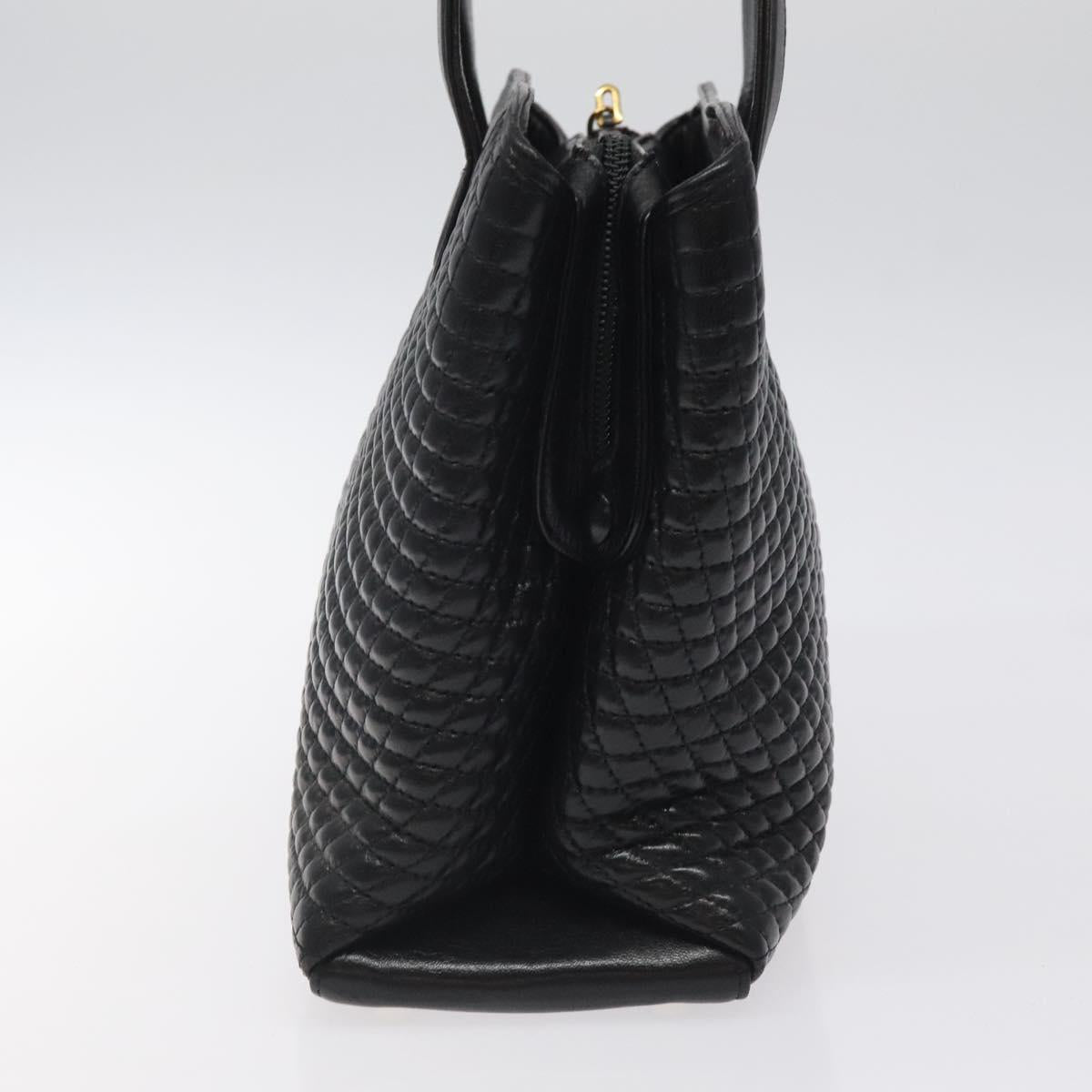 BALLY Hand Bag Leather Black Gold Auth BA2294