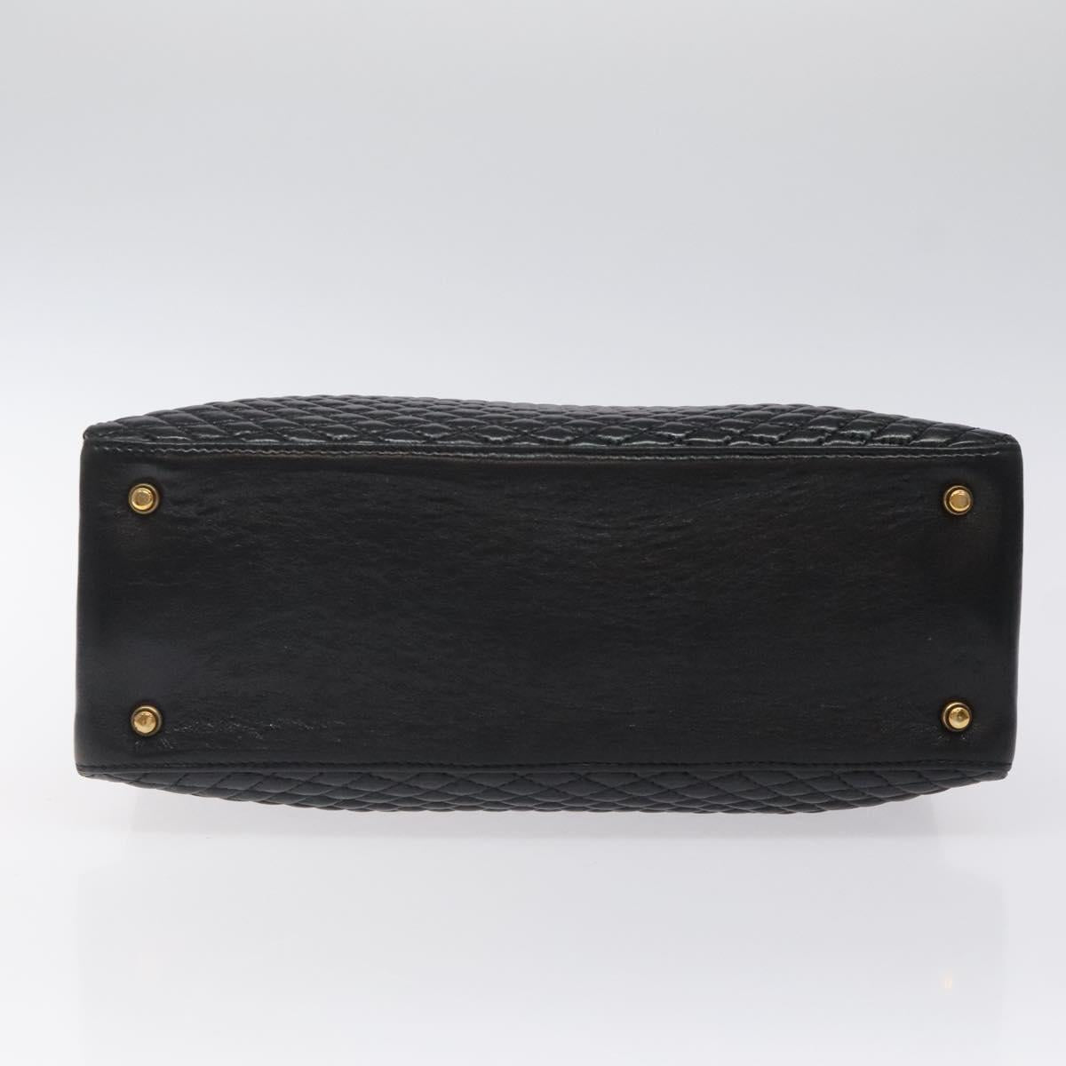 BALLY Hand Bag Leather Black Gold Auth BA2294