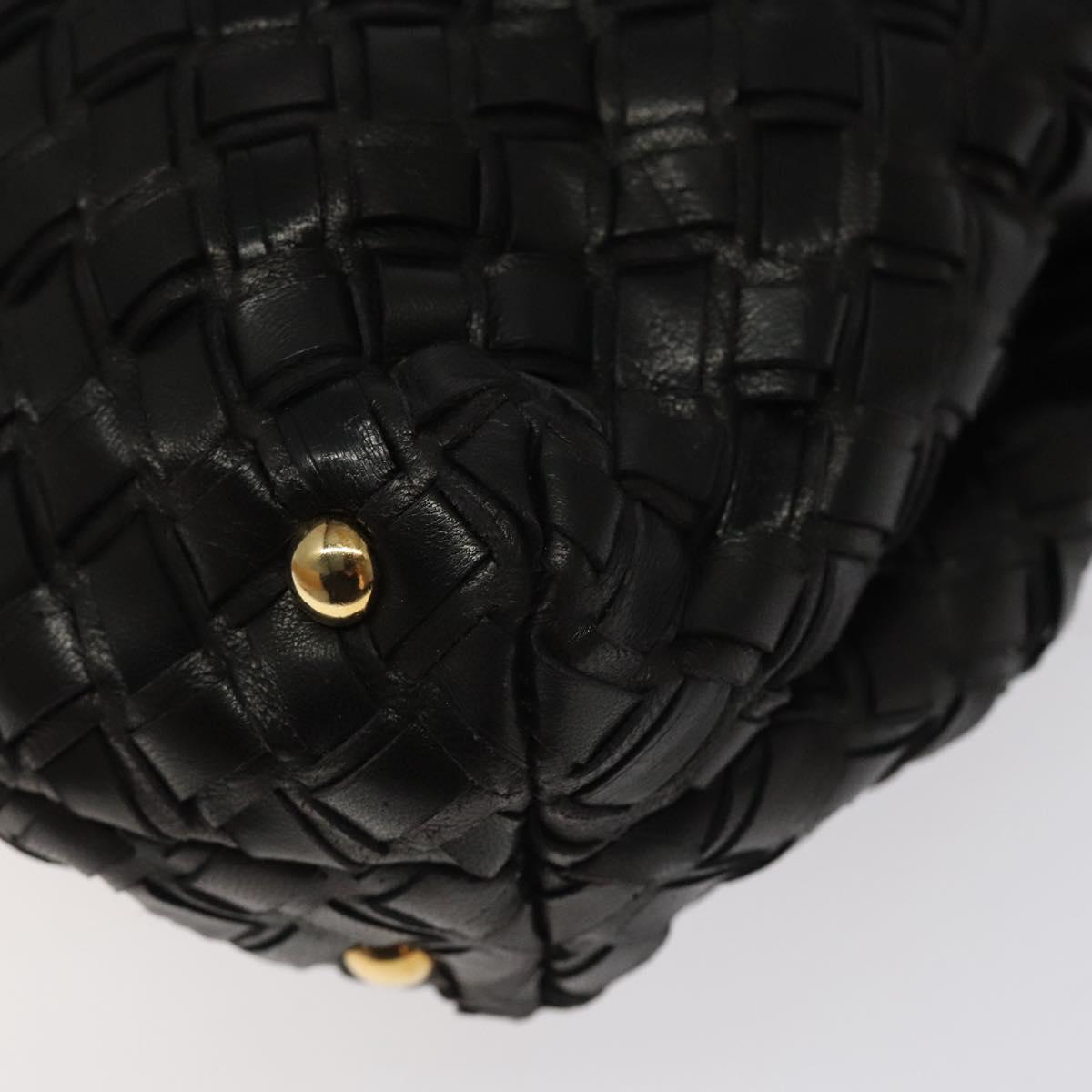 BALLY Hand Bag Leather Black Gold Auth BA2296