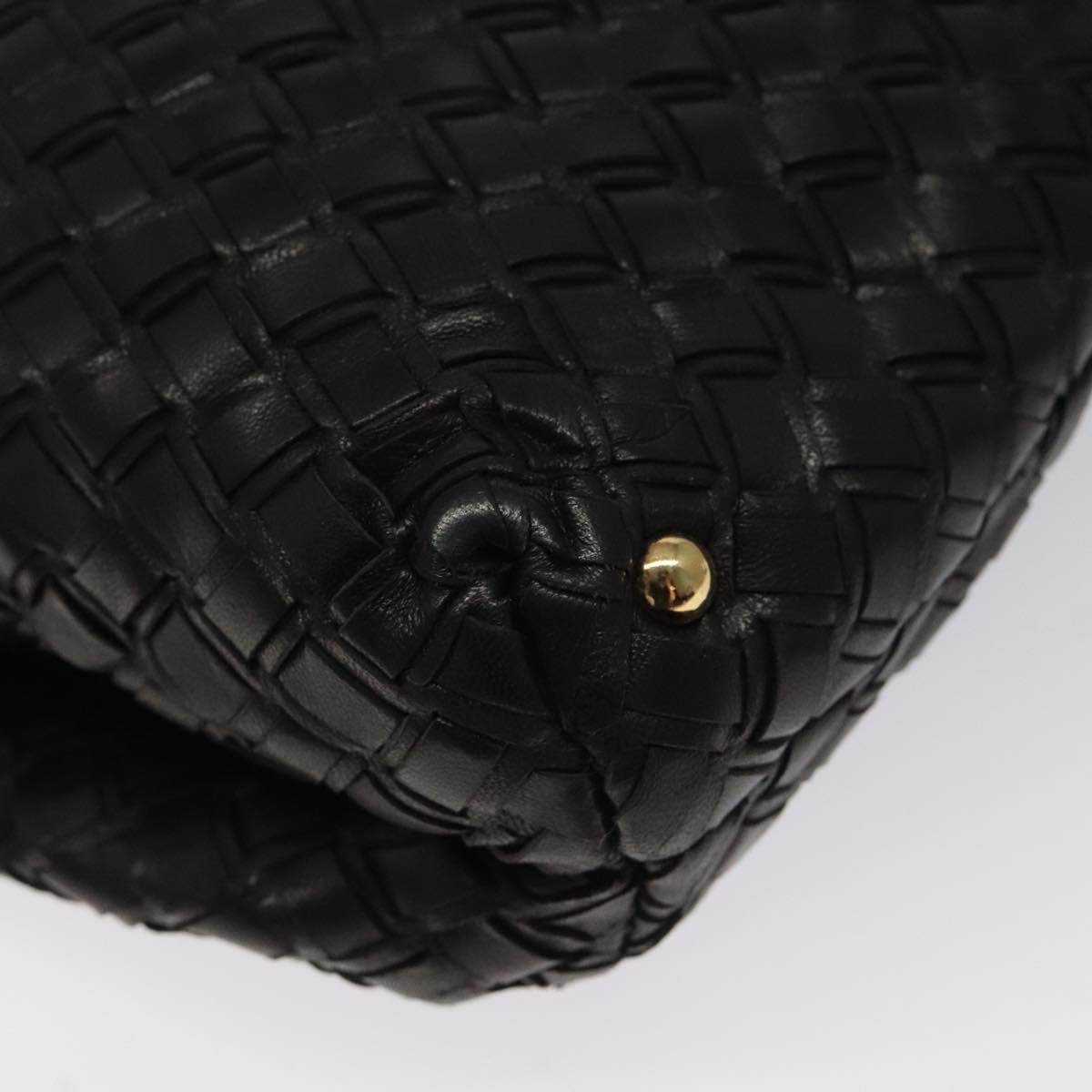 BALLY Hand Bag Leather Black Gold Auth BA2296