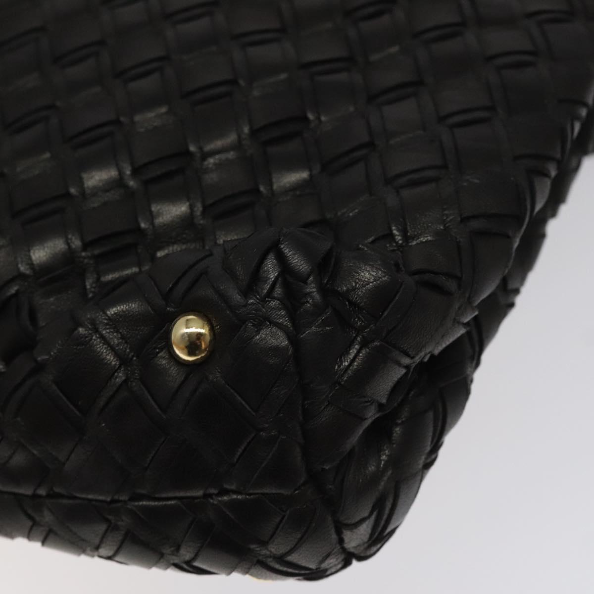 BALLY Hand Bag Leather Black Gold Auth BA2296