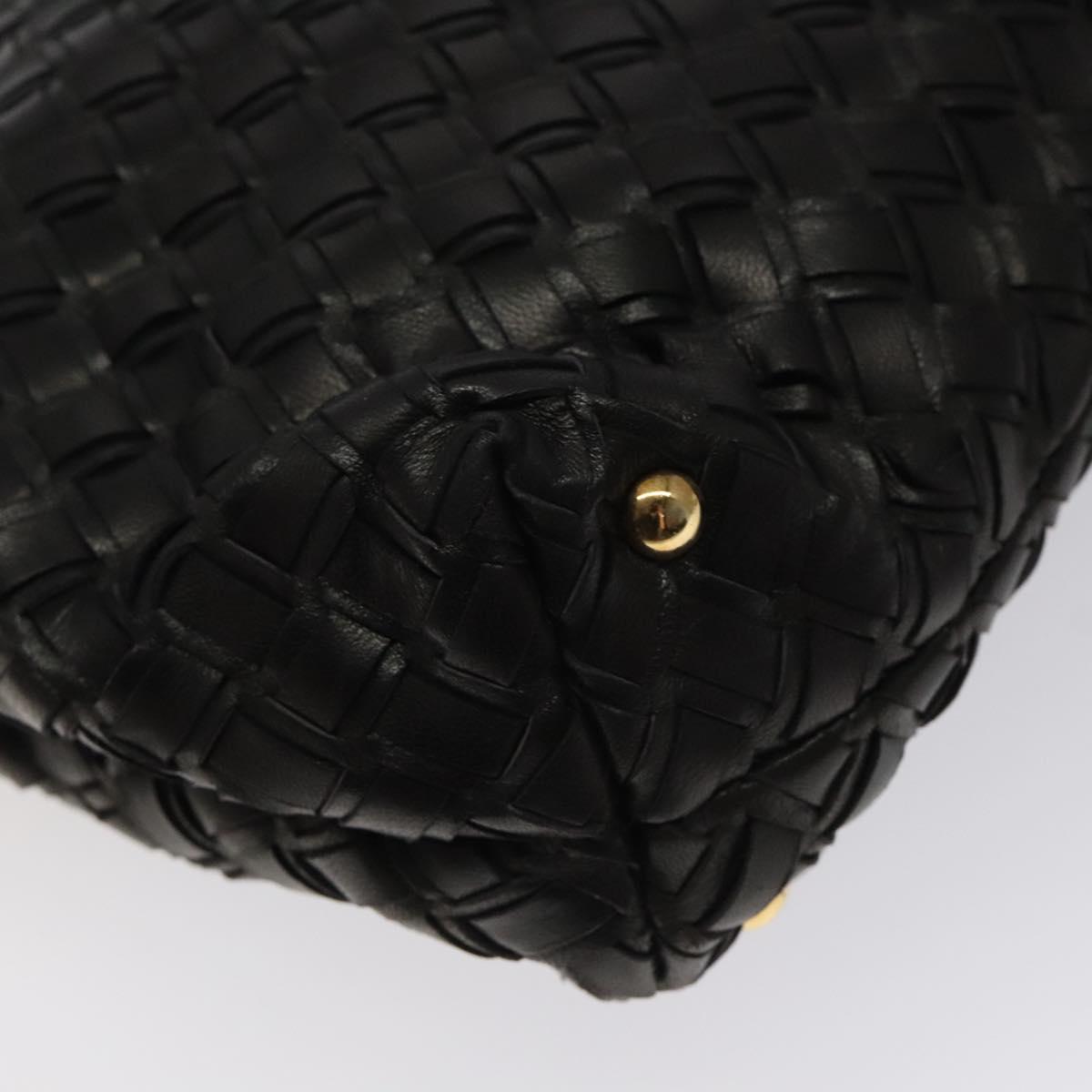 BALLY Hand Bag Leather Black Gold Auth BA2296