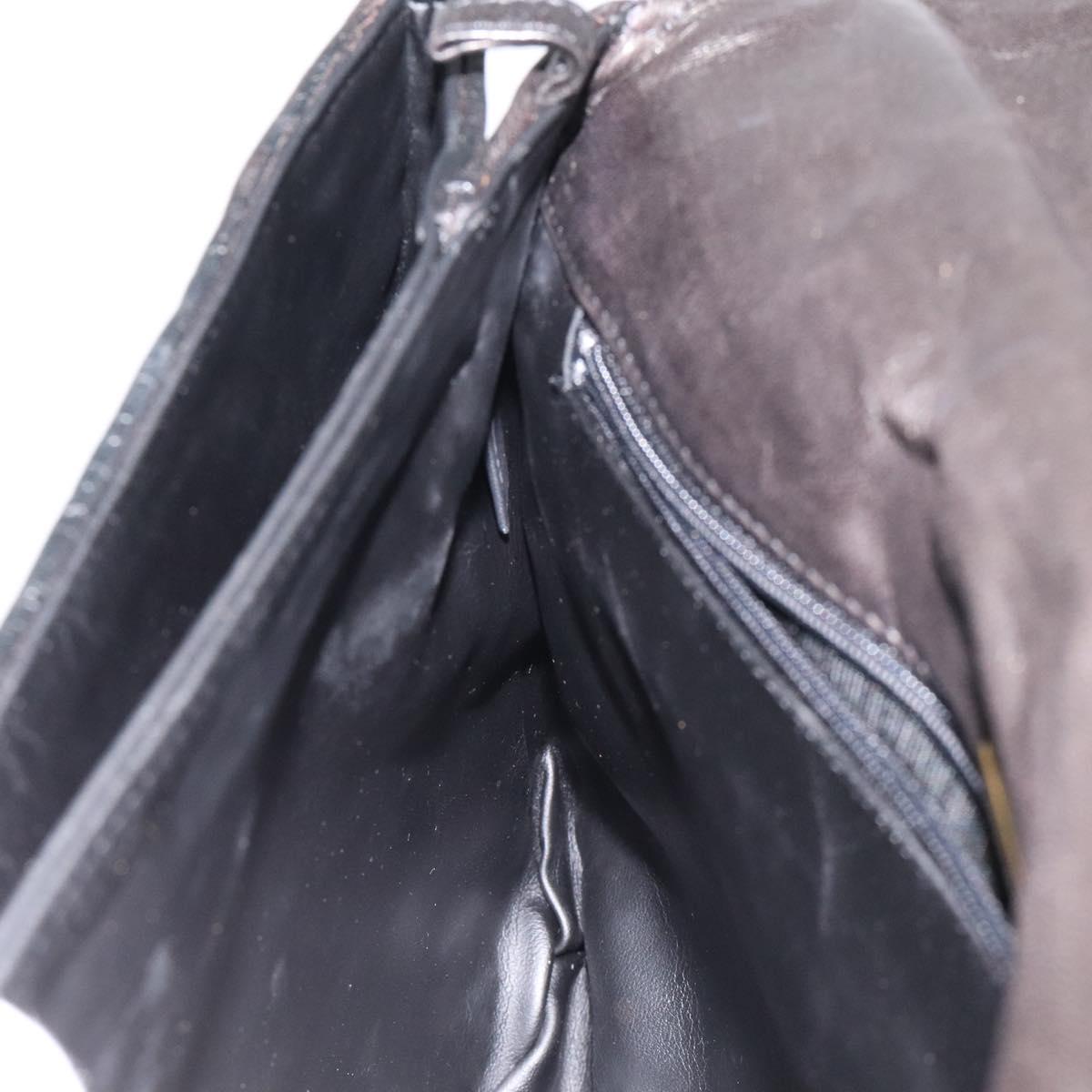 BALLY Hand Bag Leather Black Gold Auth BA2296