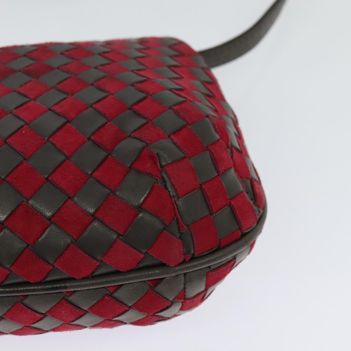 BALLY Shoulder Bag Leather Red Gold Auth BA2299