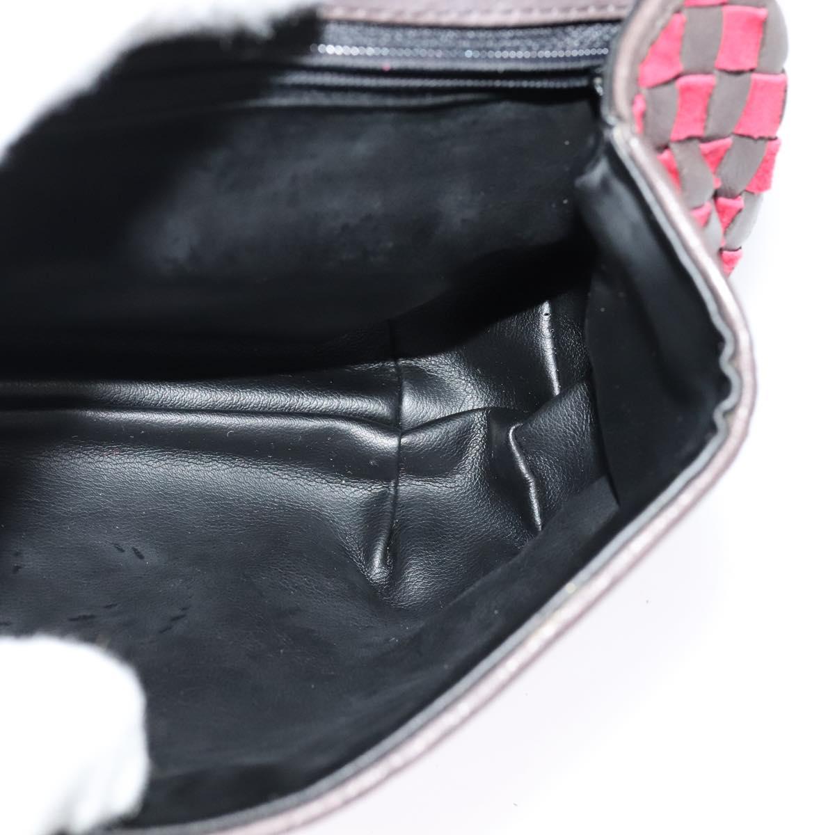 BALLY Shoulder Bag Leather Red Gold Auth BA2299