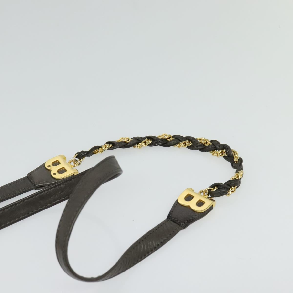 BALLY Shoulder Bag Leather Red Gold Auth BA2299