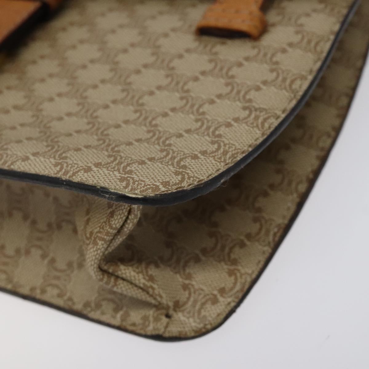 CELINE Macadam Canvas Hand Bag PVC Beige Gold Auth BA2310