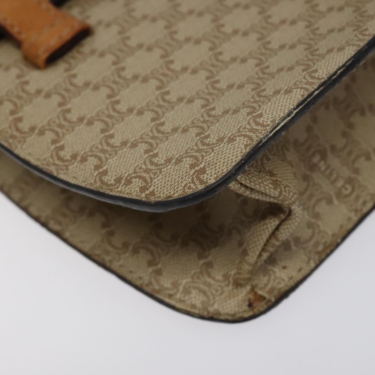 CELINE Macadam Canvas Hand Bag PVC Beige Gold Auth BA2310