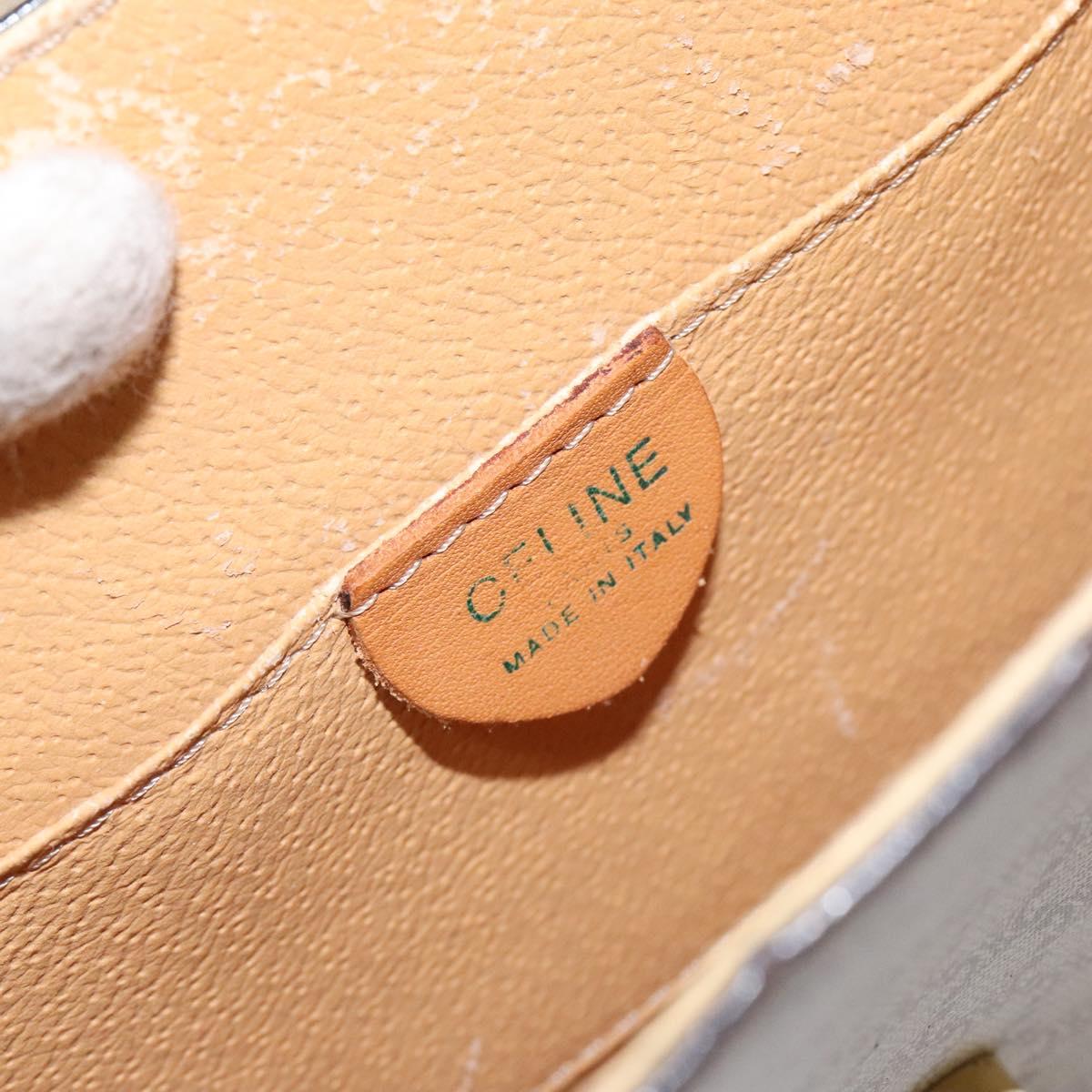 CELINE Macadam Canvas Hand Bag PVC Beige Gold Auth BA2310