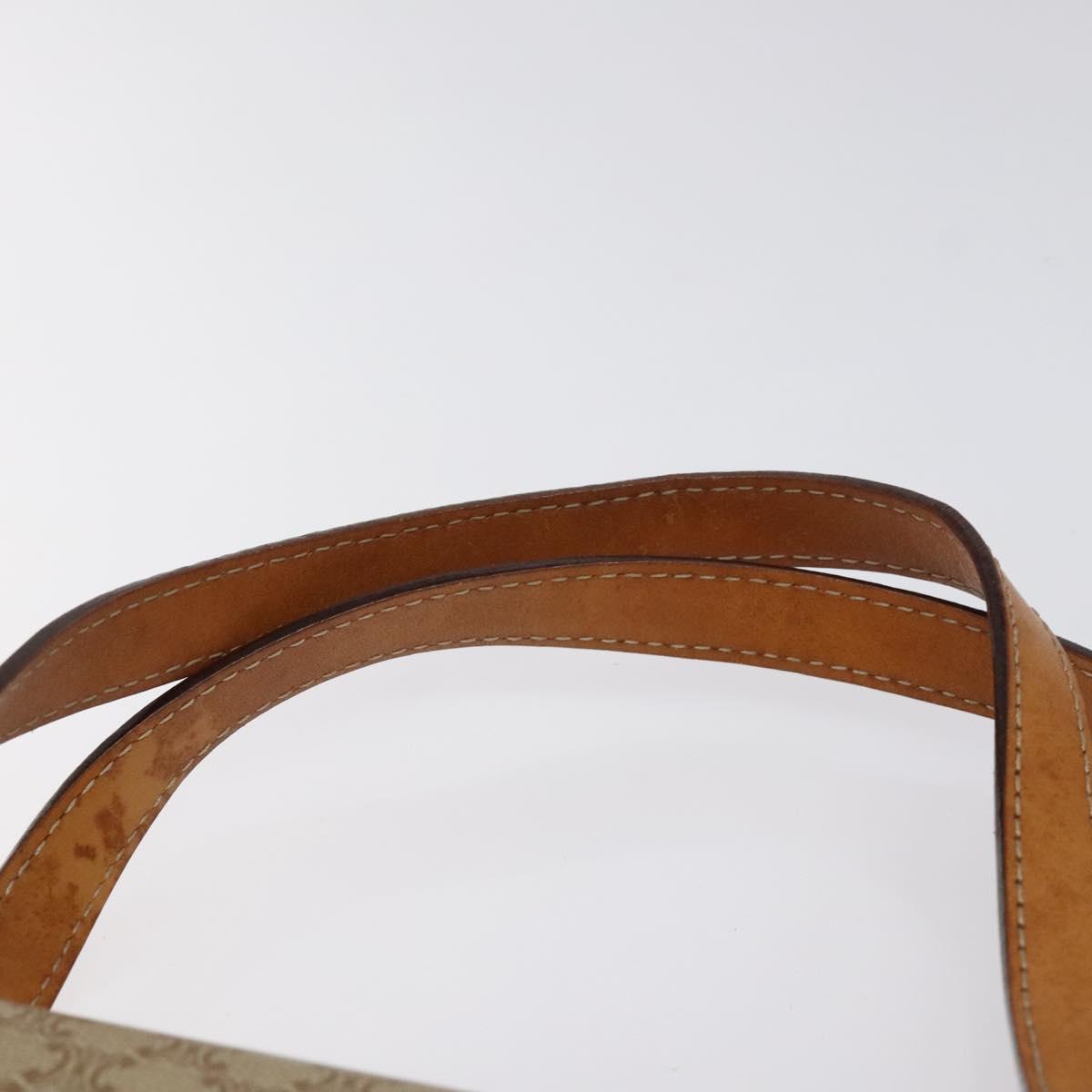 CELINE Macadam Canvas Hand Bag PVC Beige Gold Auth BA2310