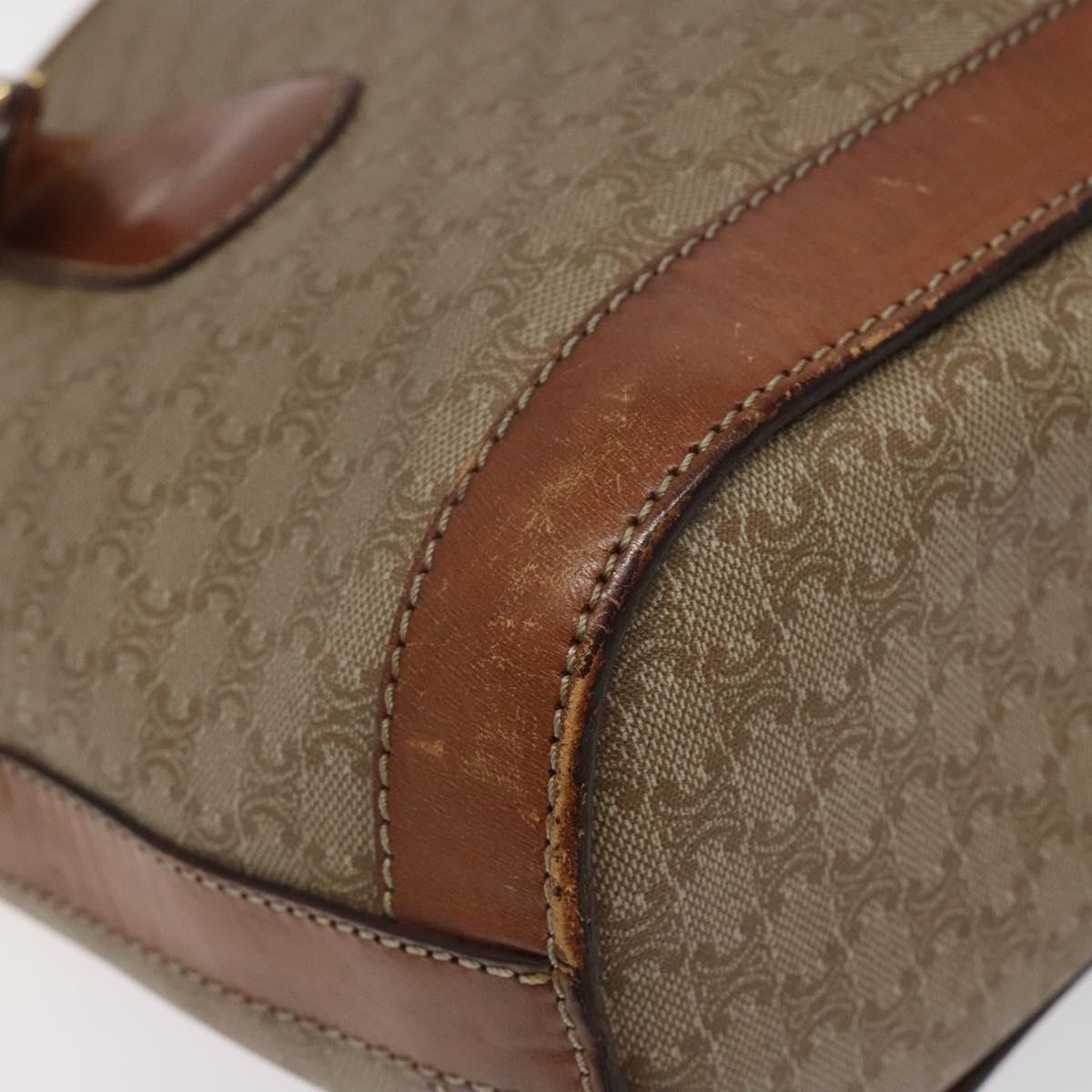 CELINE Macadam Canvas Tote Bag PVC Beige Gold Auth BA2311