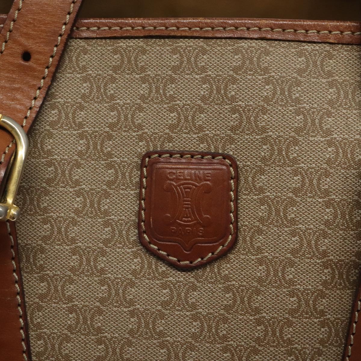CELINE Macadam Canvas Tote Bag PVC Beige Gold Auth BA2311