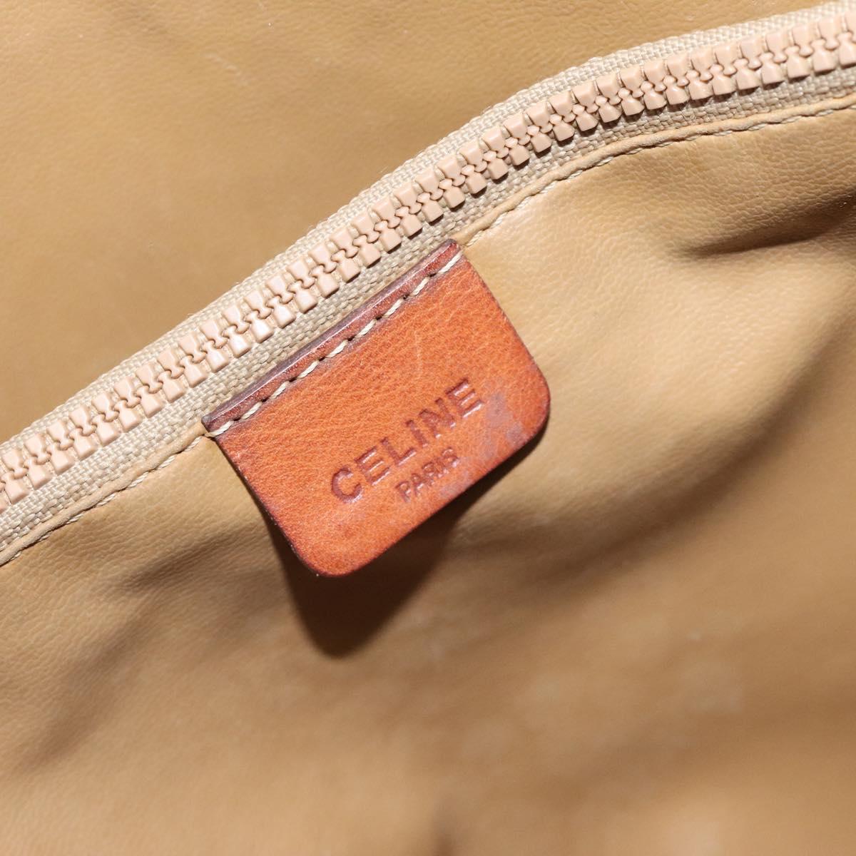 CELINE Macadam Canvas Tote Bag PVC Beige Gold Auth BA2311