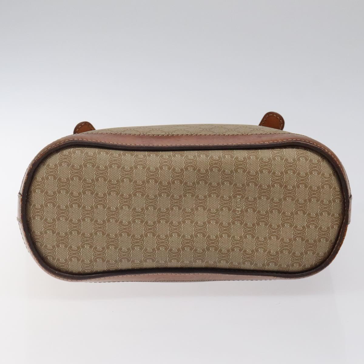 CELINE Macadam Canvas Tote Bag PVC Beige Gold Auth BA2311