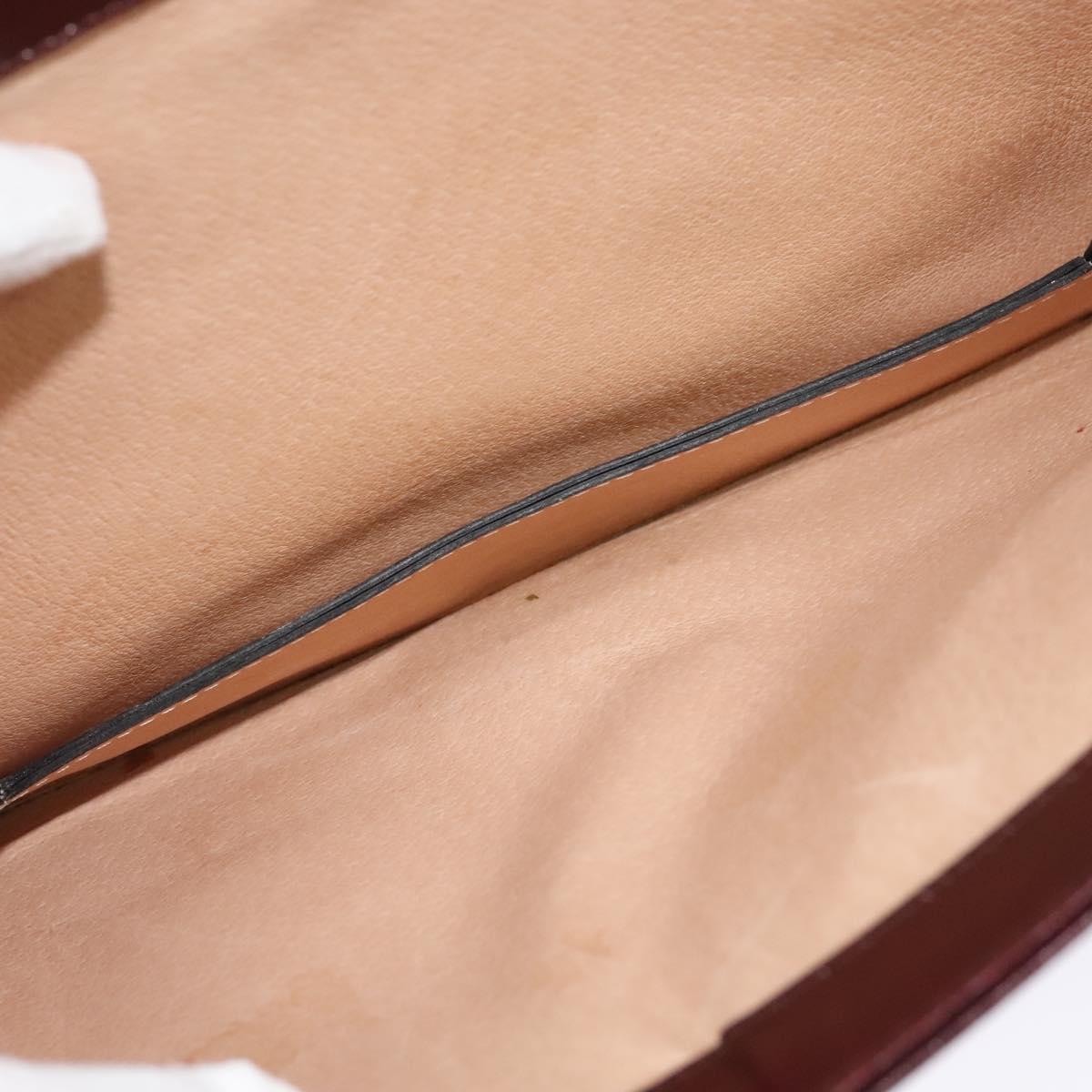 BALLY Shoulder Bag Leather Bordeaux Gold Auth BA2313