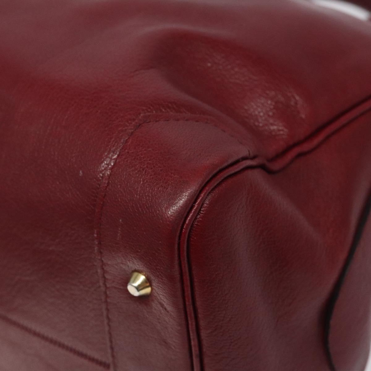 Christian Dior Hand Bag Leather Red Gold Auth BA2315