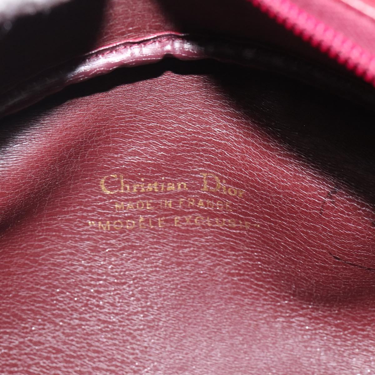 Christian Dior Hand Bag Leather Red Gold Auth BA2315